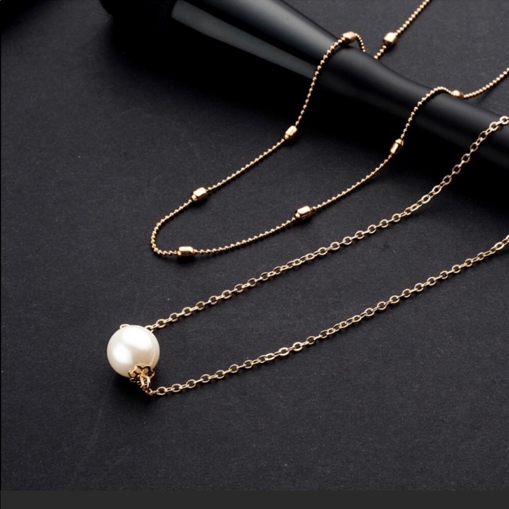 Double layer pearl necklace choker - Picture 2 of 7